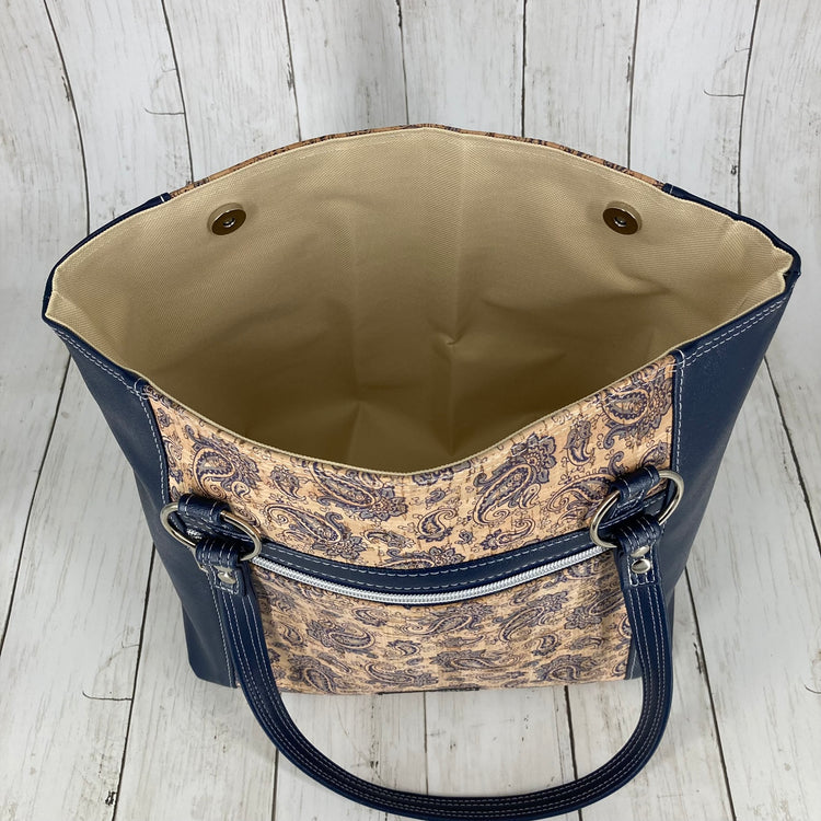 Muerqo Tote (Blue & Paisley Cork)