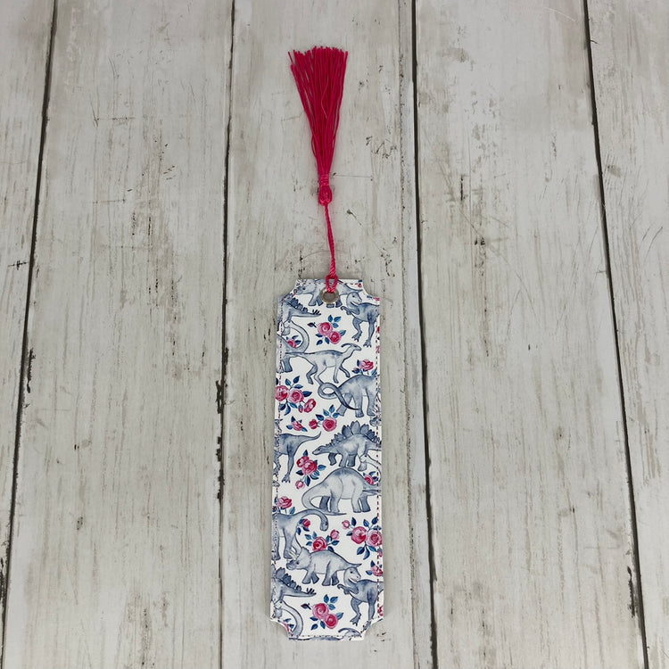 Bookmark (Dinosaurs/Roses, Fuchsia)