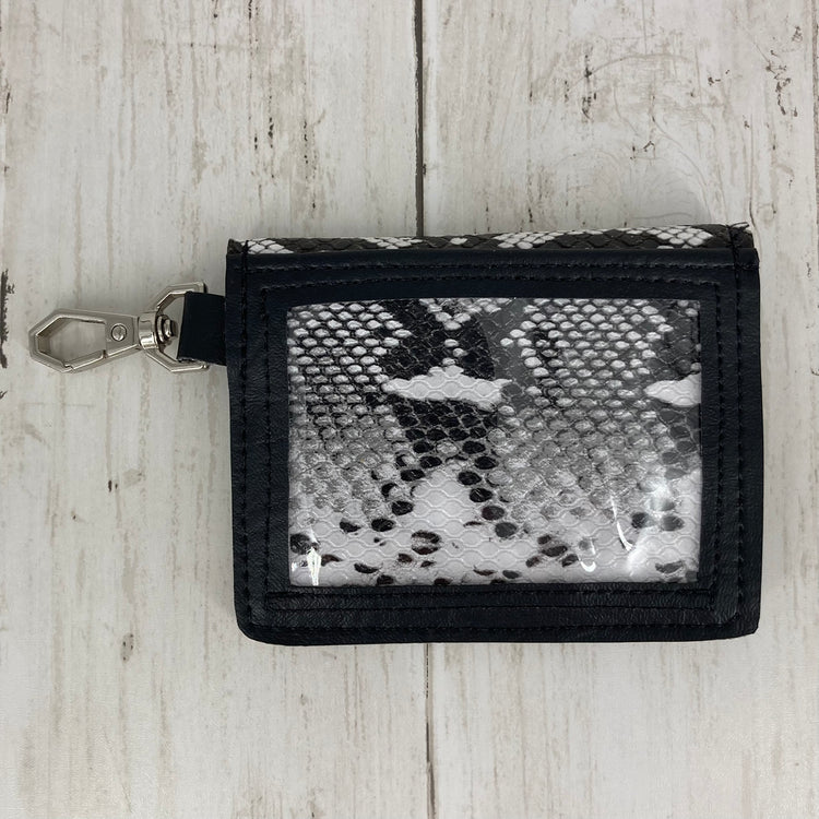 Anna Mini Envelope (Black/White Snakeskin, Silver)
