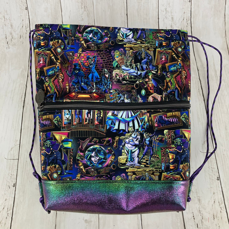 Begonia Drawstring Backpack (Haunted House)