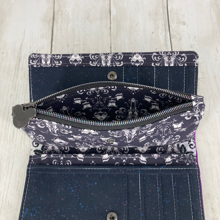 Mia Everyday Wallet (Haunted Mansion Wallpaper, Purple)