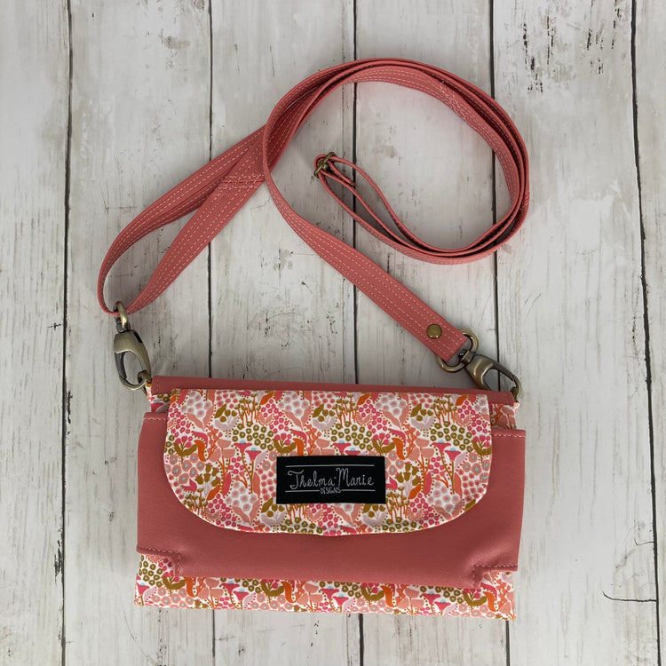 Fold-N-Go Wallet Crossbody (Mauve & Floral)