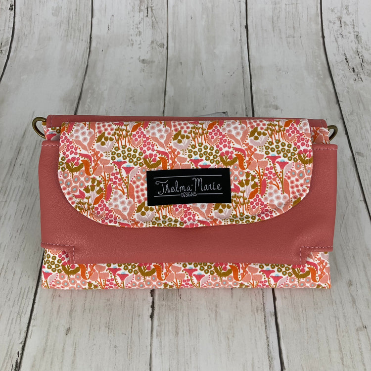 Fold-N-Go Wallet Crossbody (Mauve & Floral)