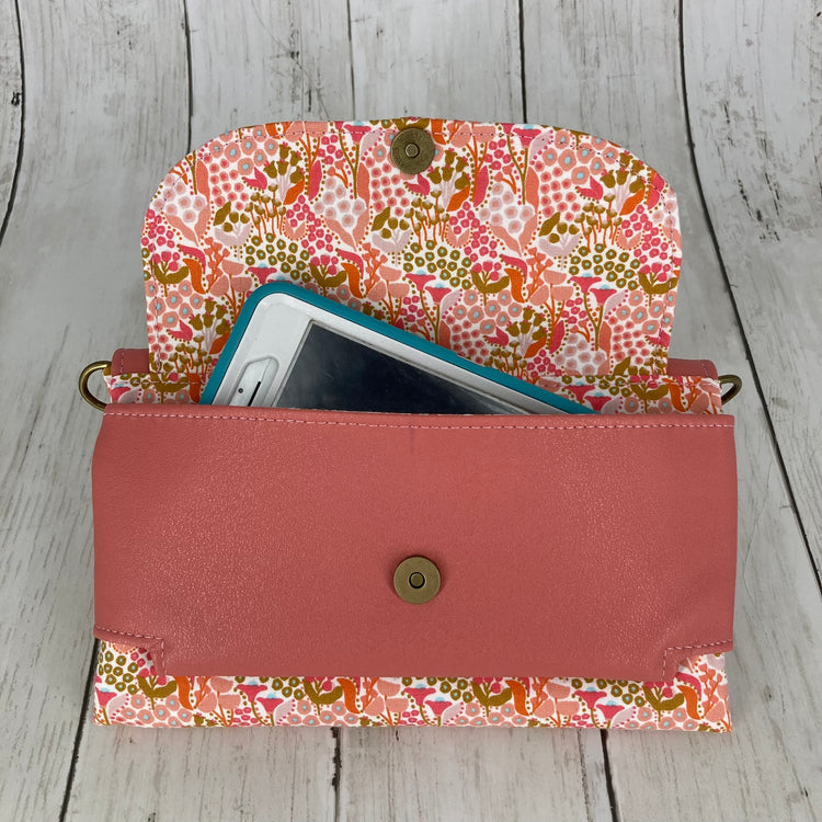 Fold-N-Go Wallet Crossbody (Mauve & Floral)