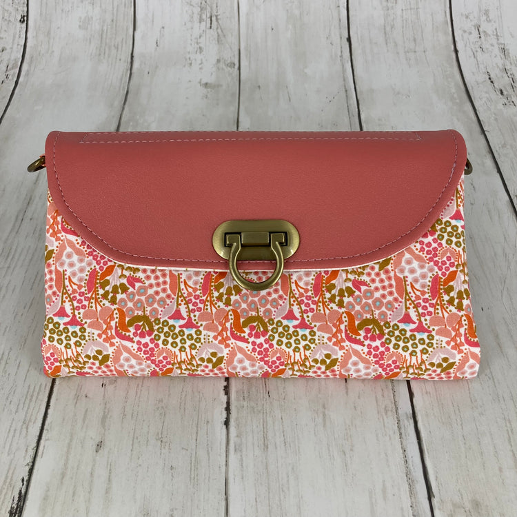 Fold-N-Go Wallet Crossbody (Mauve & Floral)