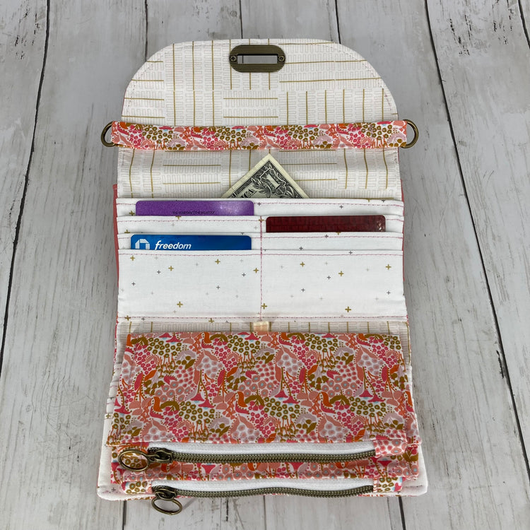 Fold-N-Go Wallet Crossbody (Mauve & Floral)