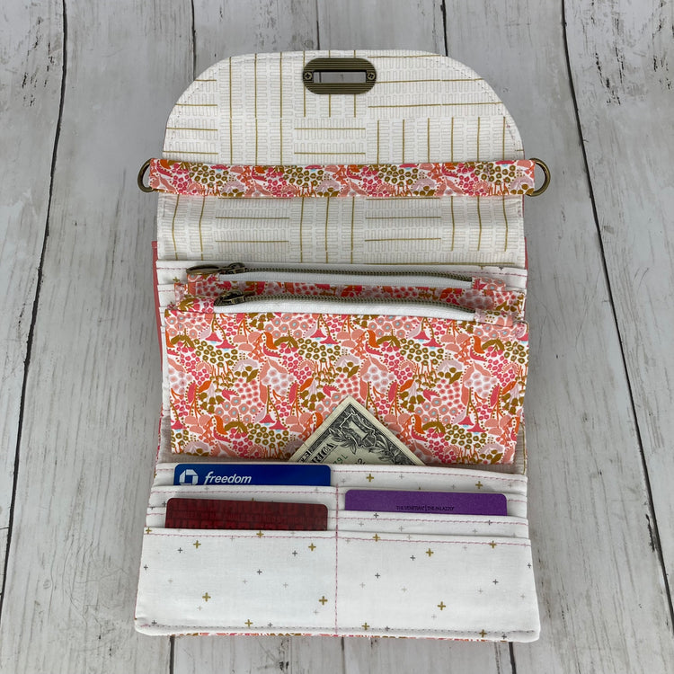 Fold-N-Go Wallet Crossbody (Mauve & Floral)