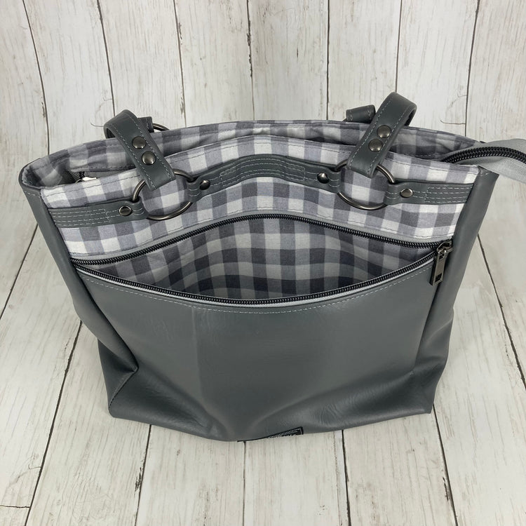 Momexa Handbag (Grey & Plaid)