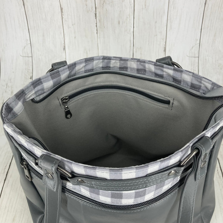 Momexa Handbag (Grey & Plaid)