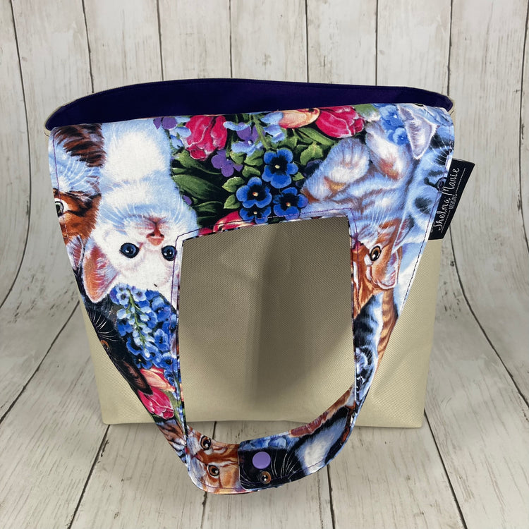 Car Trashcan Bag (Cats, Beige/Black)