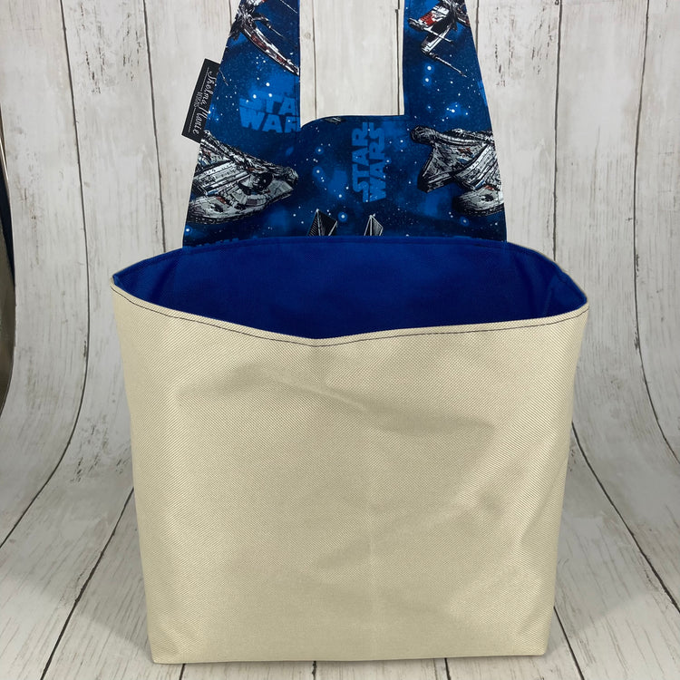 Car Trashcan Bag (Space Battle, Beige/Blue)