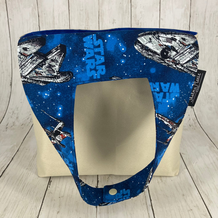 Car Trashcan Bag (Space Battle, Beige/Blue)