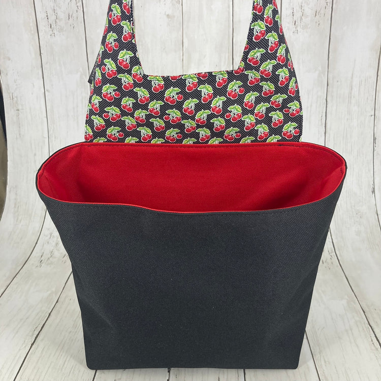 Car Trashcan Bag (Cherries, Black/Red)