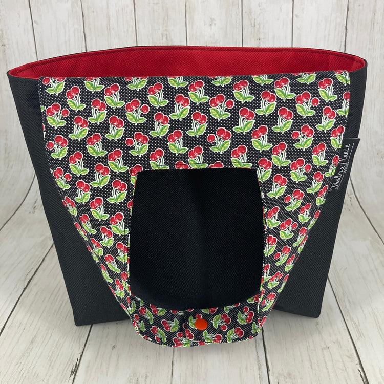 Car Trashcan Bag (Cherries, Black/Red)