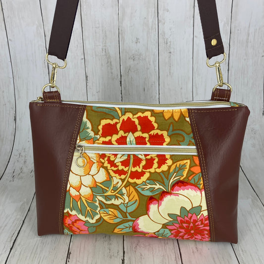 Sunshine Crossbody Purse (Floral, Brown)