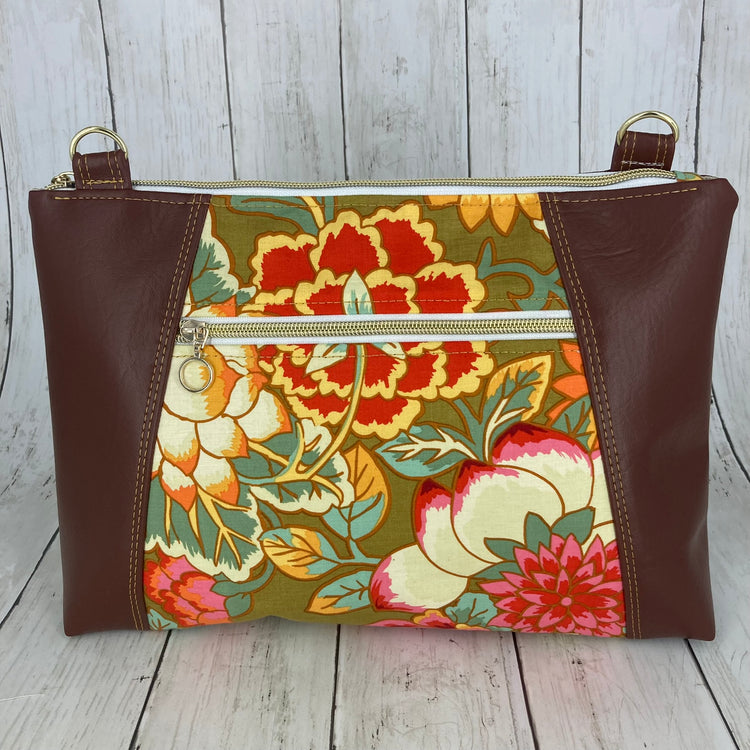 Sunshine Crossbody Purse (Floral, Brown)