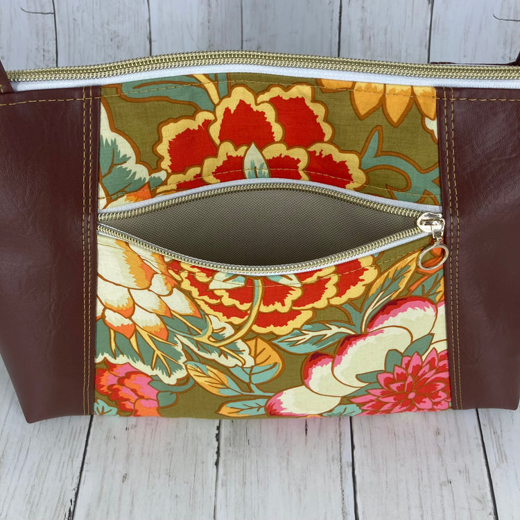 Sunshine Crossbody Purse (Floral, Brown)