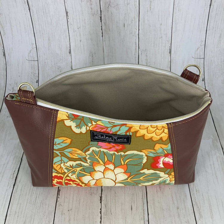 Sunshine Crossbody Purse (Floral, Brown)