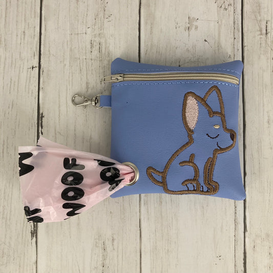Dog Poo Bag Holder (Chihuahua, Blue/Beige)