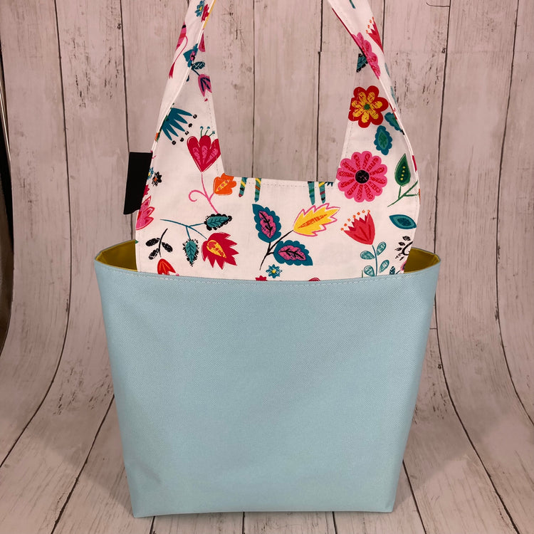 Car Trashcan Bag (Flowers & Horses, Blue/Yellow)