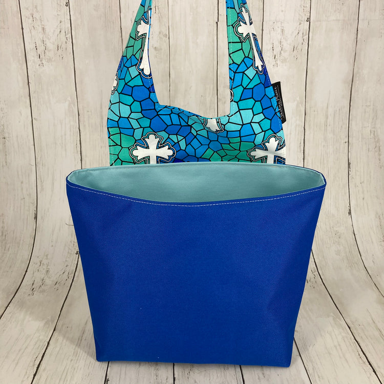 Car Trashcan Bag (Crosses, Blue)