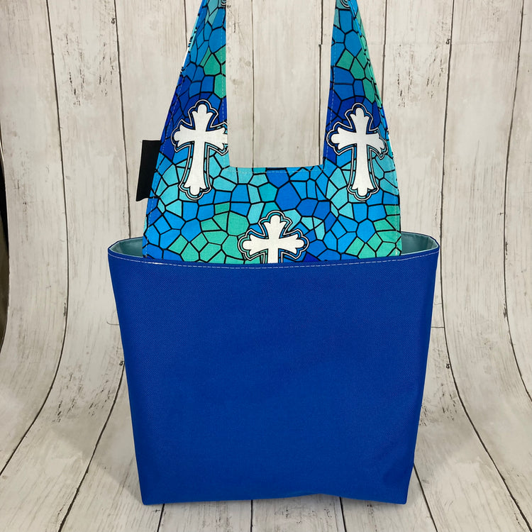 Car Trashcan Bag (Crosses, Blue)