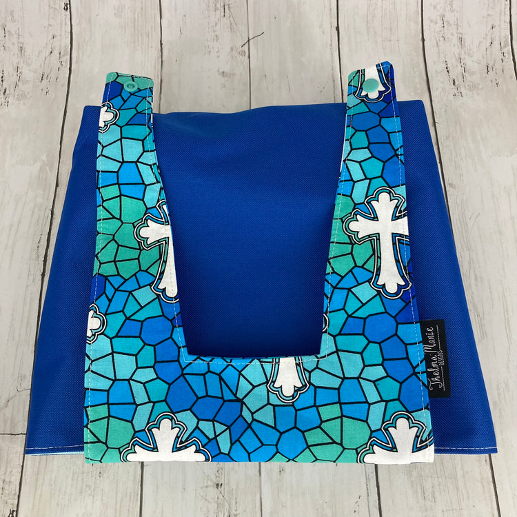 Car Trashcan Bag (Crosses, Blue)