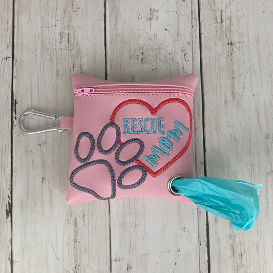 Dog Poo Bag Holder (Rescue Mom, Pink/Pink)