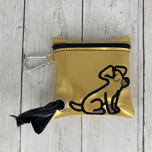 Dog Poo Bag Holder (Dachshund, Gold/Black)