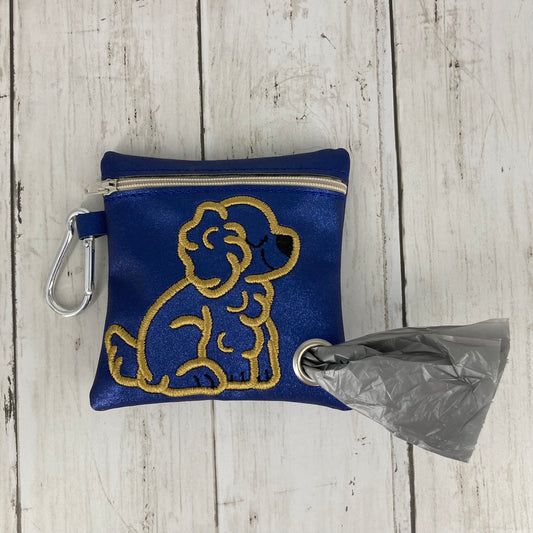 Dog Poo Bag Holder (Cocker Spaniel, Blue/Beige)