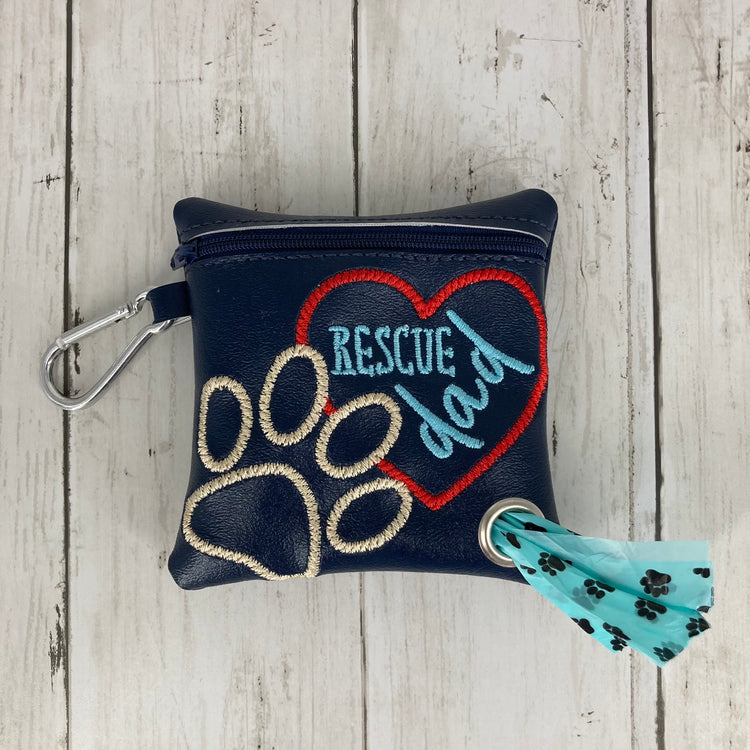 Dog Poo Bag Holder (Rescue Dad, Navy/Navy)