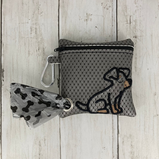 Dog Poo Bag Holder (Dachshund, Silver/Black)