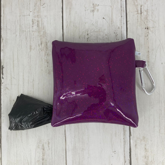 Dog Poo Bag Holder (Bichon Frise, Purple/White)