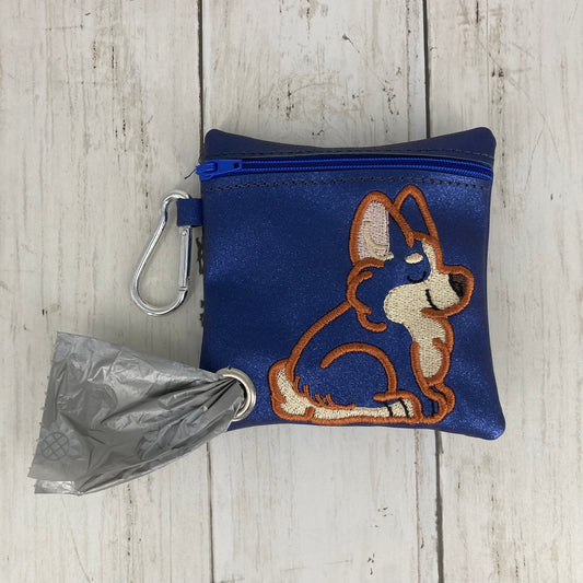 Dog Poo Bag Holder (Corgi, Blue/Blue)