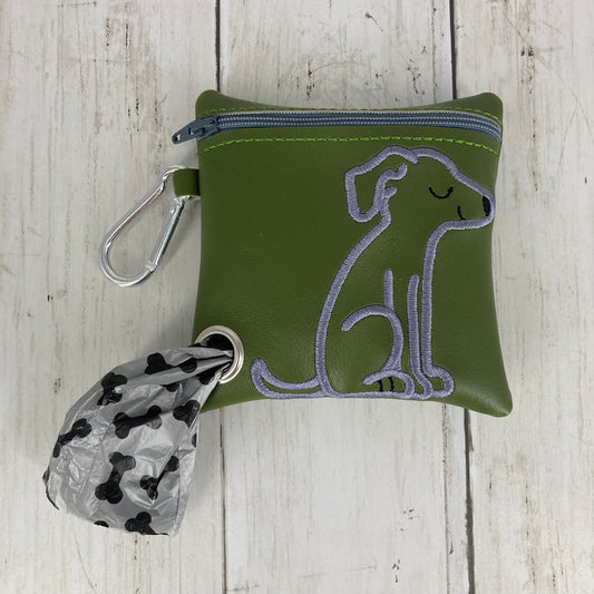Dog Poo Bag Holder (Greyhound, Olive/Grey)