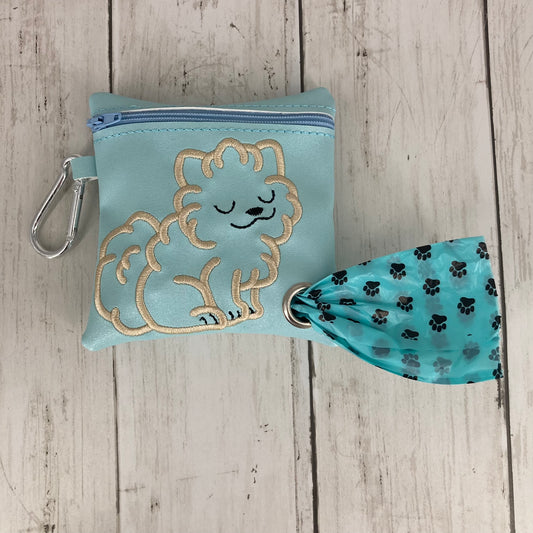 Dog Poo Bag Holder (Pomeranian, Pearl Blue/Light Blue)