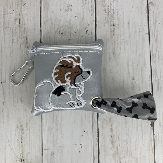 Dog Poo Bag Holder (Papillon, Grey/White)