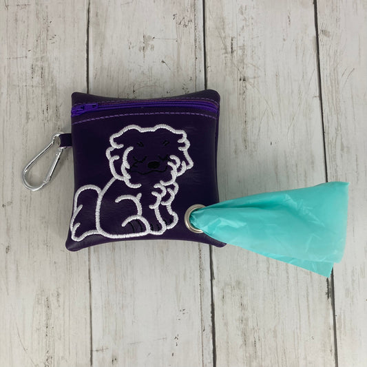 Dog Poo Bag Holder (Maltese, Purple/Purple)