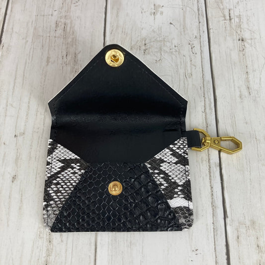 Anna Mini Envelope (Black/White Snakeskin, Gold)