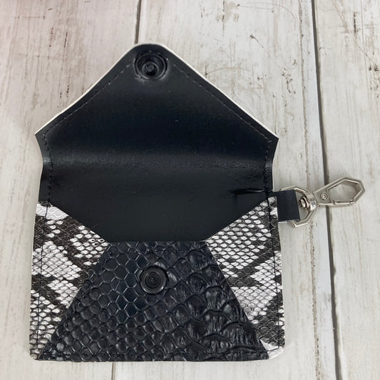 Anna Mini Envelope (Black/White Snakeskin, Silver)