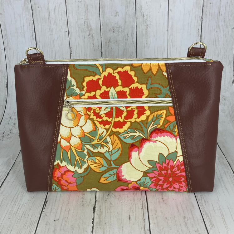 Sunshine Crossbody Purse XL (Floral, Brown)