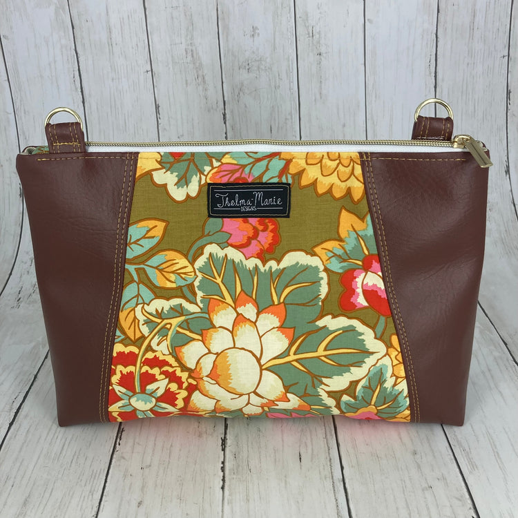 Sunshine Crossbody Purse XL (Floral, Brown)