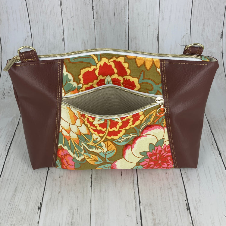 Sunshine Crossbody Purse XL (Floral, Brown)