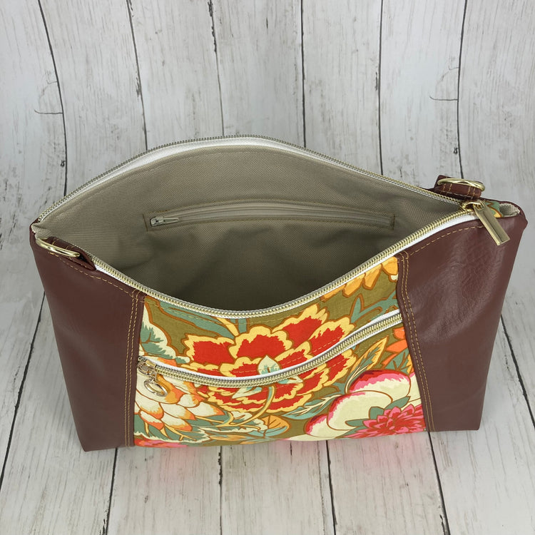 Sunshine Crossbody Purse XL (Floral, Brown)