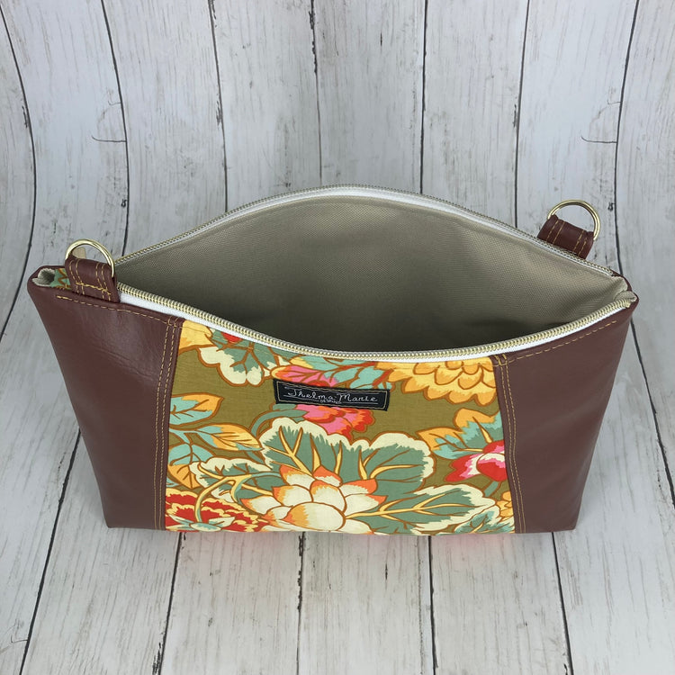 Sunshine Crossbody Purse XL (Floral, Brown)