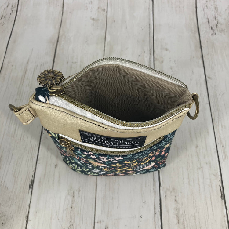 Elysian Phone Sling Bag (Nature/Floral, Gold)