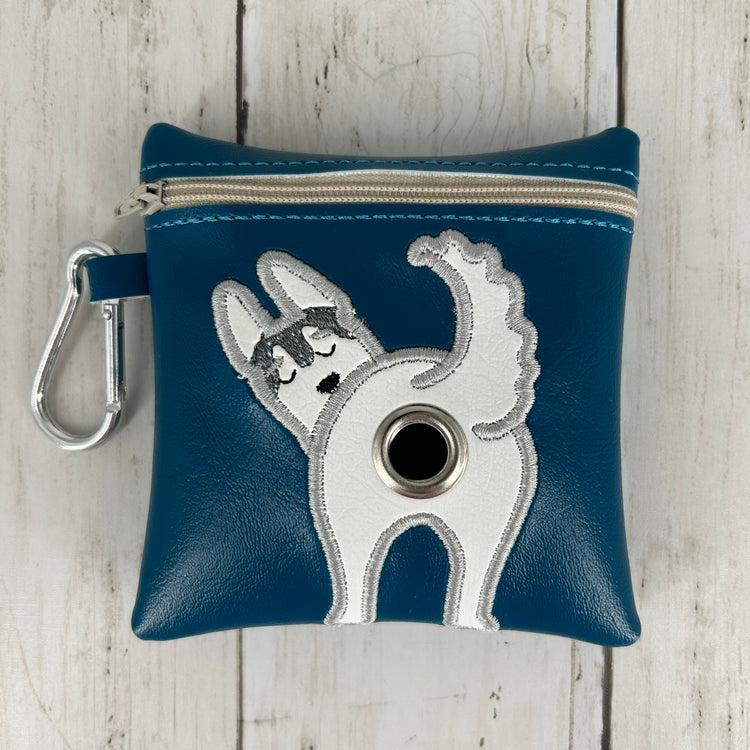 Dog Poo Bag Holder (Huskie, Blue/Grey)