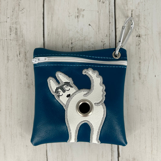 Dog Poo Bag Holder with Grommet (Huskie, Blue/Grey)