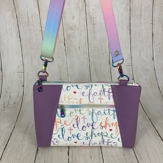 Sunshine Crossbody Purse (Faith/Hope/Love, Purple)