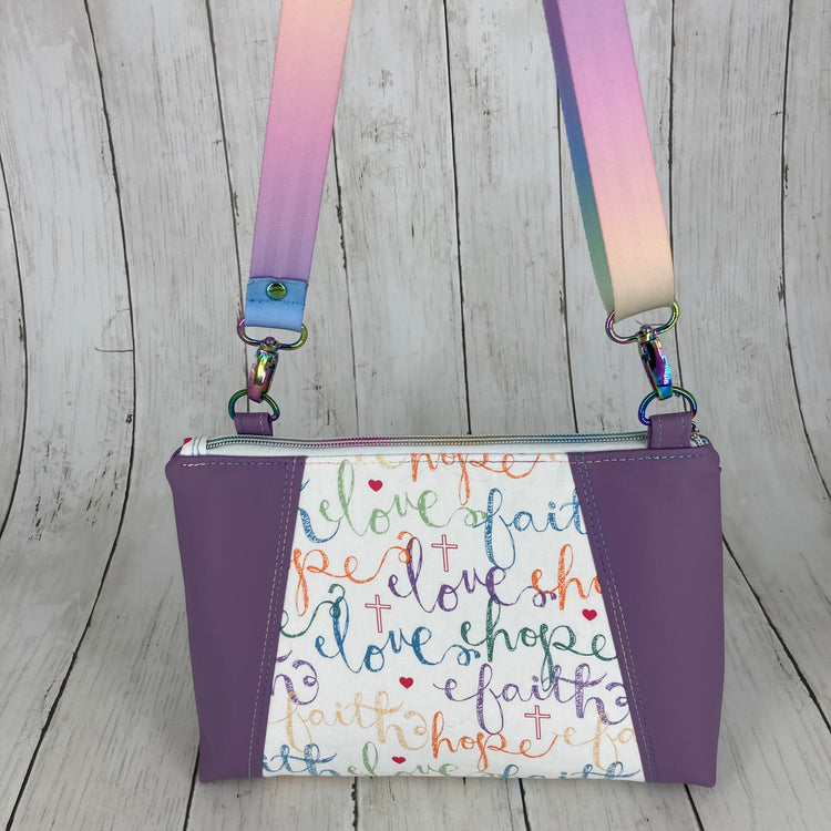 Sunshine Crossbody Purse (Faith/Hope/Love, Purple)